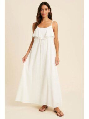 moon river cream knit maxi dress MOON RIVER Soft Cream Ecru Neutral Ribbed Knit Long Sleeve Maxi Sweater  Dress S